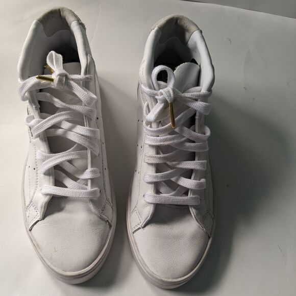 ADIDAS tall leather white sneakers size 5.5 in EUC - Picture 5 of 6